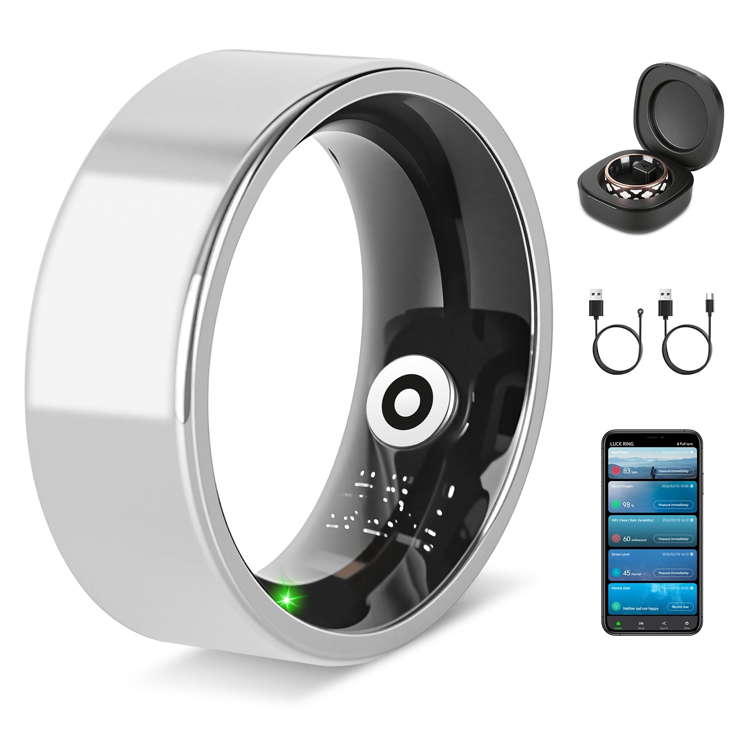 Smart Ring — Heart Rate, Blood Oxygen, Sleep