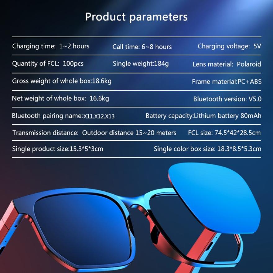 Lunettes de soleil de sport Bluetooth 5.0 – Étanche, son ouvert, appels mains libres, 6 à 8h d'autonomie