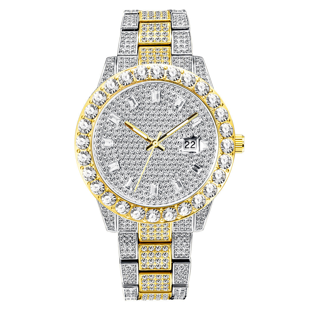 Montre Tendance Grand Cadran Entièrement Sertie de Diamants