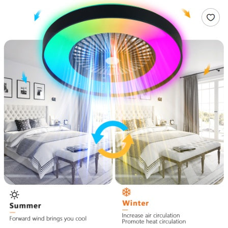 23 Zoll Smart-Deckenventilator mit RGB-LED-Beleuchtung – App- und Fernbedienung, 6-Gang-DC-Motor, dimmbar