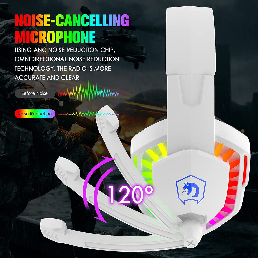 RGB Gaming-Headset mit Geräuschunterdrückendem Mikrofon – PS4, Xbox, PC, Switch